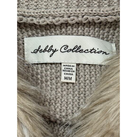 Sebby Collection Beige Faux Fur Hook & Loop Closure Sweater Vest Top Size M - Picture 7 of 9
